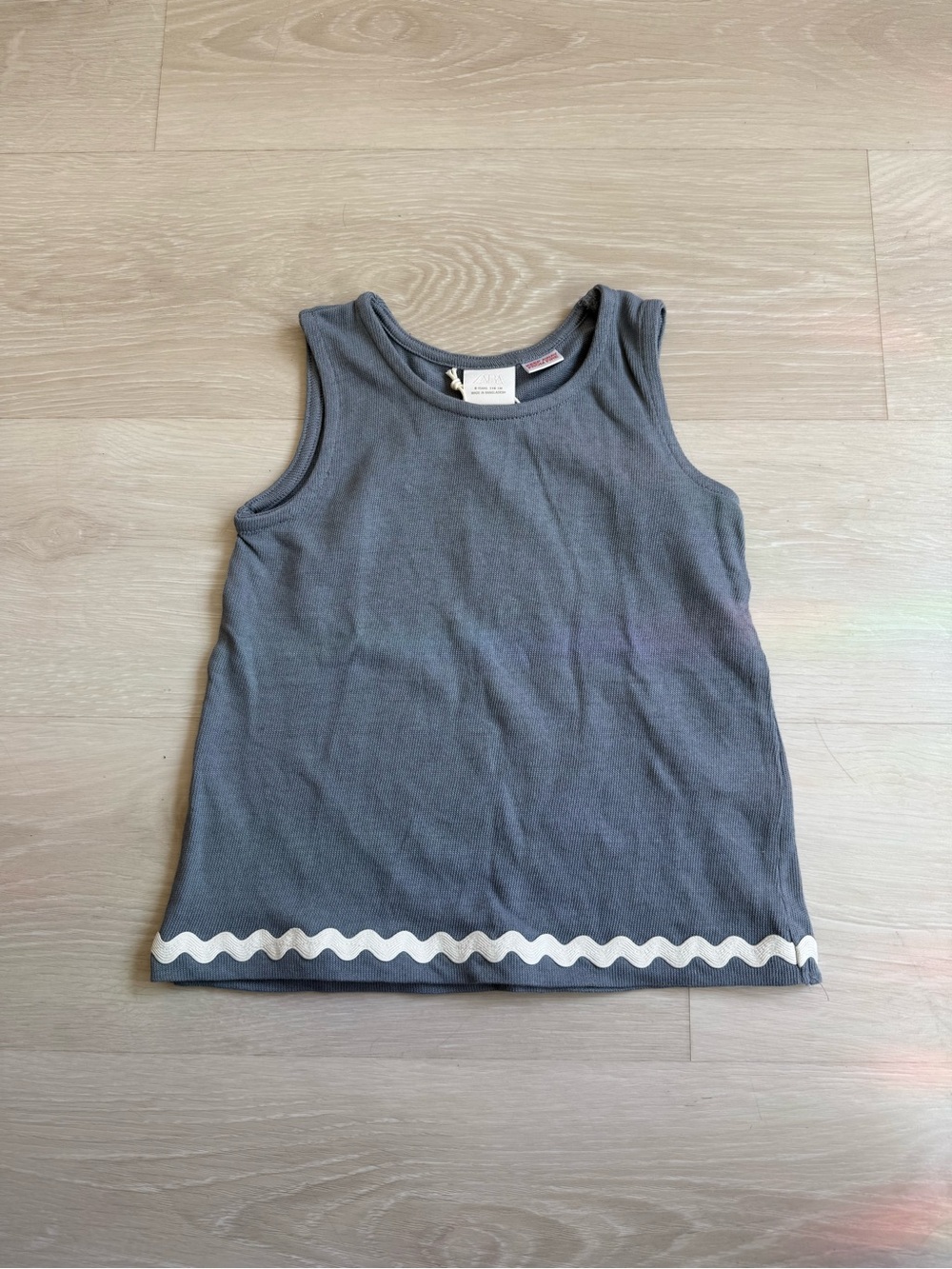 ZARA Girls Dusty Blue Knit Tank size 6 NWT